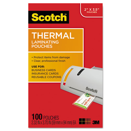 Picture of Laminating Pouches, 5 mil, 3.75" x 2.38", Gloss Clear, 100/Pack