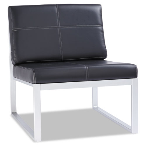 Picture of Alera Ispara Series Armless Chair, 26.57" x 30.71" x 31.1", Black Seat, Black Back, Silver Base