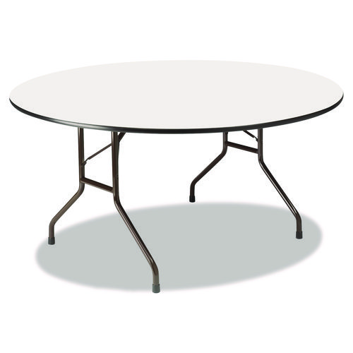 Picture of OfficeWorks Wood Folding Table, Round, 60" x 29", Gray Top, Charcoal Base