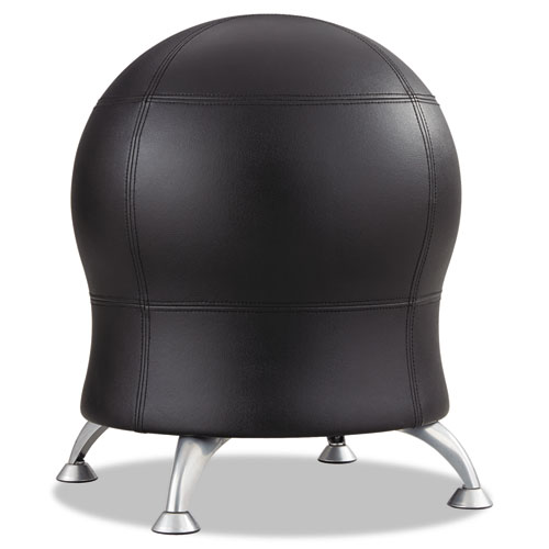 Picture of Zenergy Ball Chair, Backless, Supports Up to 250 lb, Black Vinyl Seat, Silver Base