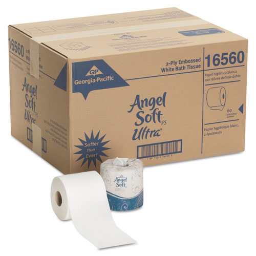 Picture of Angel Soft ps Ultra 2-Ply Premium Bathroom Tissue, Septic Safe, White, 400 Sheets/Roll, 60/Carton