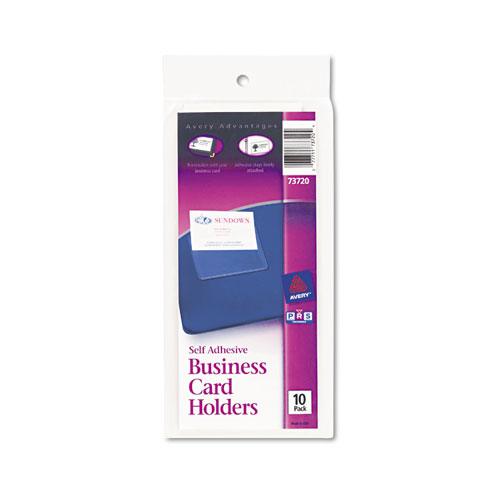 Picture of Self-Adhesive Top-Load Business Card Holders, Top Load, 3.5 x 2, Clear, 10/Pack