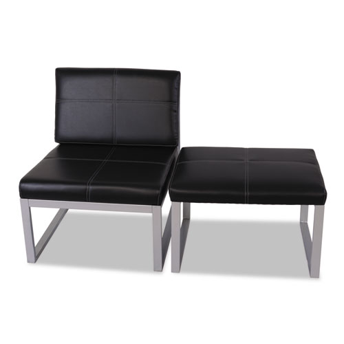 Picture of Alera Ispara Series Armless Chair, 26.57" x 30.71" x 31.1", Black Seat, Black Back, Silver Base