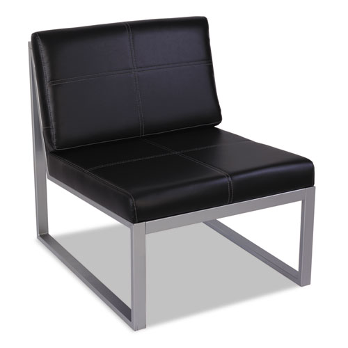 Picture of Alera Ispara Series Armless Chair, 26.57" x 30.71" x 31.1", Black Seat, Black Back, Silver Base