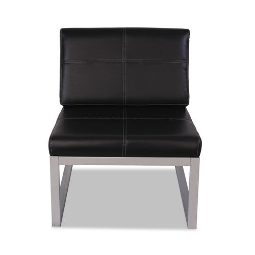 Picture of Alera Ispara Series Armless Chair, 26.57" x 30.71" x 31.1", Black Seat, Black Back, Silver Base