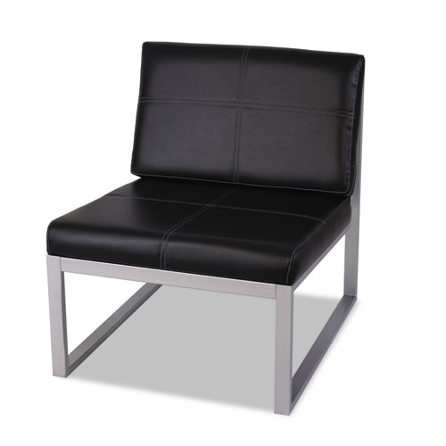 Picture of Alera Ispara Series Armless Chair, 26.57" x 30.71" x 31.1", Black Seat, Black Back, Silver Base