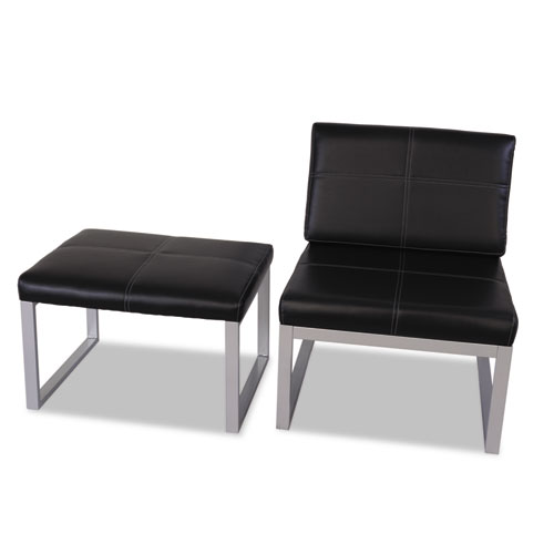 Picture of Alera Ispara Series Armless Chair, 26.57" x 30.71" x 31.1", Black Seat, Black Back, Silver Base