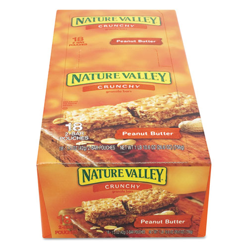 Picture of Granola Bars, Peanut Butter Cereal, 1.5 oz Bar, 18/Box