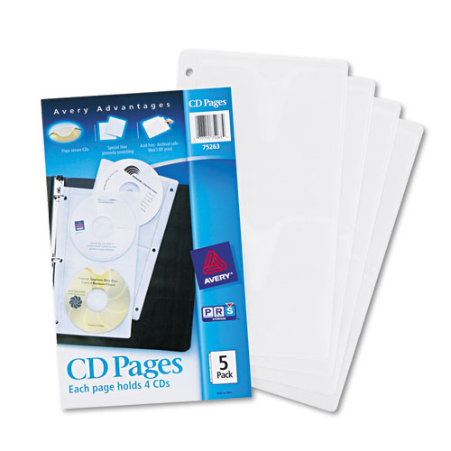 Two-Sided+CD+Organizer+Sheets+for+Three-Ring+Binder%2C+4+Disc+Capacity%2C+Clear%2C+5%2FPack