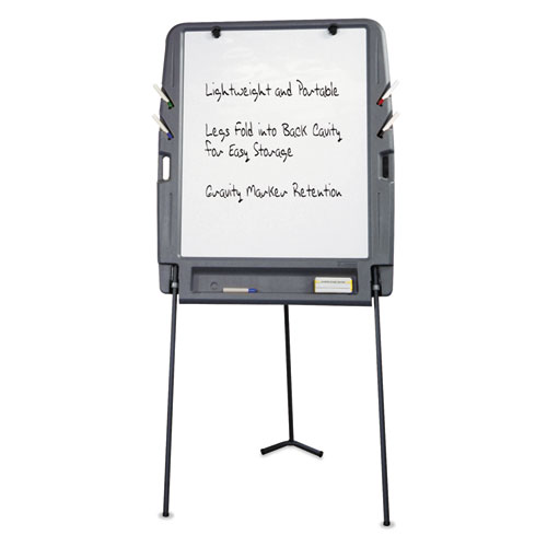 Picture of Ingenuity Portable Flipchart Easel with Dry Erase Surface, 35 x 30, 73" Tall Easel, Charcoal Polyethylene Frame