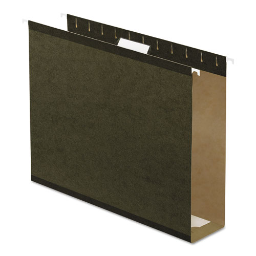 Picture of Extra Capacity Reinforced Hanging File Folders with Box Bottom, 3" Capacity, Letter Size, 1/5-Cut Tabs, Green, 25/Box
