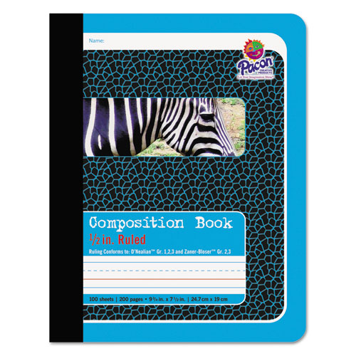 Picture of Composition Book, D'Nealian 1-3, Zaner-Bloser 2-3, Illustration Boxes/College Rule, Blue Cover, (100) 9.75 x 7.5 Sheets