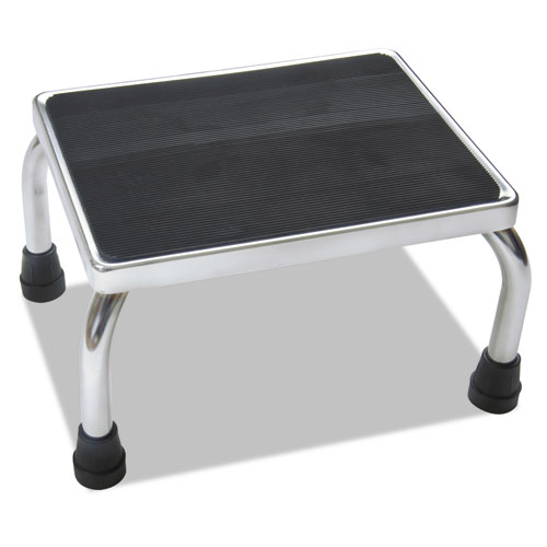 Picture of Foot Stool, 1-Step, 350 lb Capacity, 16 x 12 x 8.25, Steel, Chrome/Black Mat