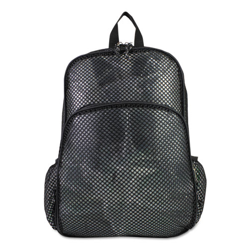 Picture of Mesh Backpack, Fits Devices Up to 17", Polyester, 12 x 17.5 x 5.5, Black