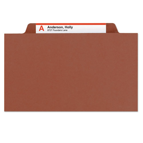 Picture of Recycled Pressboard Classification Folders, 2" Expansion, 1 Divider, 4 Fasteners, Letter Size, Red Exterior, 10/Box