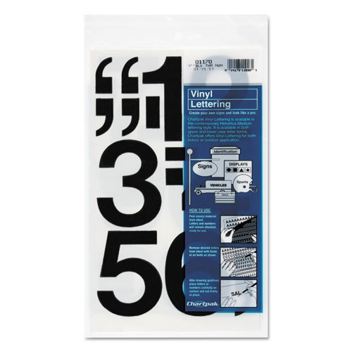 Picture of Press-On Vinyl Numbers, Self Adhesive, Black, 3"h, 10/Pack