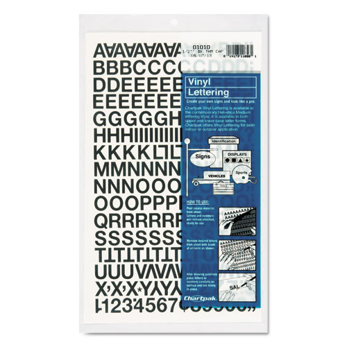Picture of Press-On Vinyl Letters and Numbers, Self Adhesive, Black, 0.5"h, 201/Pack