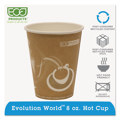 Picture of Evolution World 24% Recycled Content Hot Cups, 8 oz, 50/Pack, 20 Packs/Carton