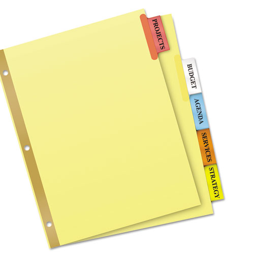 Picture of Insertable Big Tab Dividers, 5-Tab, Double-Sided Gold Edge Reinforcing, 11 x 8.5, Buff, Assorted Tabs, 1 Set