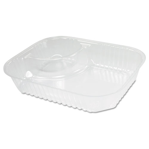 Picture of ClearPac Large Nacho Tray, 2-Compartments, 3.3 oz, 6.2 x 6.2 x 1.6, Clear, Plastic, 500/Carton