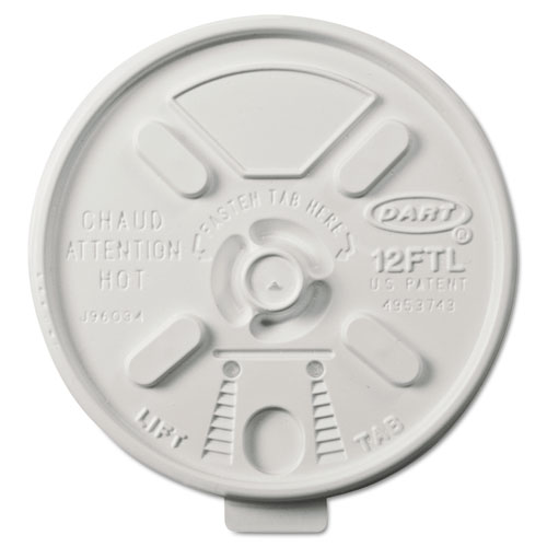 Dart+Lift-n-Lock+Coffee+Cup+White+Lids+-+Round+-+Plastic+-+1000+%2F+Carton+-+White