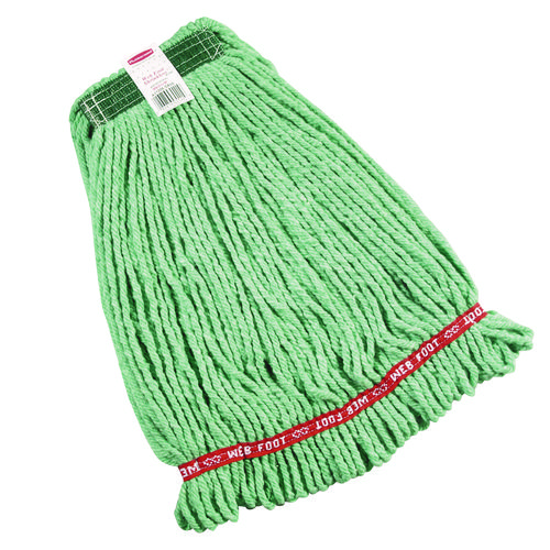 Picture of Web Foot Wet Mop Heads, Shrinkless, Cotton/Synthetic, Green, Medium