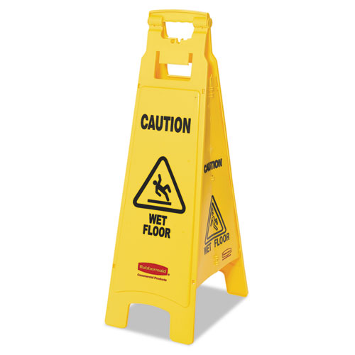 Picture of Caution Wet Floor Sign, 4-Sided, 12 x 16 x 38, Yellow