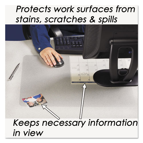 Picture of KrystalView Desk Pad with Antimicrobial Protection, Glossy Finish, 24 x 19, Clear