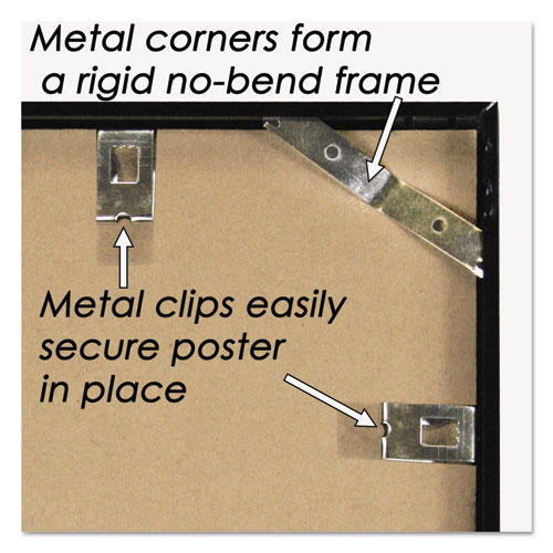 Picture of Metal Poster Frame, Plastic Face, 24 x 36, Black