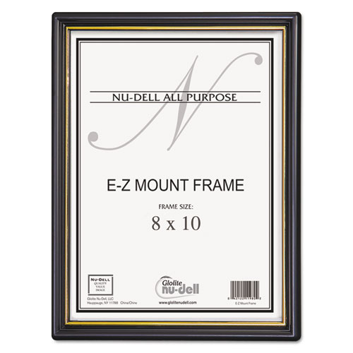 Picture of EZ Mount Document Frame with Trim Accent and Plastic Face, Plastic, 8 x 10, Black/Gold