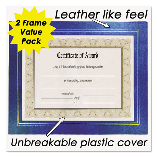 Picture of Leatherette Document Frame, 8.5 x 11, Blue, Pack of Two