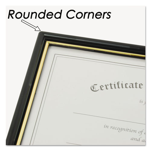 Picture of EZ Mount Document Frame with Trim Accent and Plastic Face, Plastic, 8.5 x 11 Insert, Black/Gold, 18/Carton