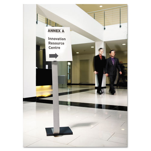 Picture of Info Sign Duo Floor Stand, Tabloid-Size Inserts, 15 x 50, Clear