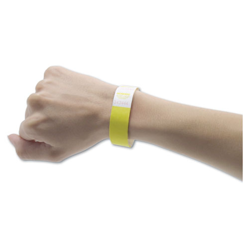 Picture of Crowd Management Wristbands, Sequentially Numbered, 9.75" x 0.75", Yellow, 500/Pack