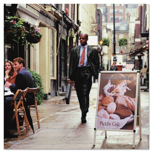 Picture of Improv A-Frame Sign with Total Erase Surface, Aluminum, 28.5 x 42, Silver