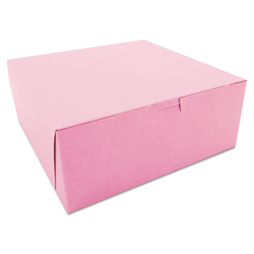 Picture of Non-Window Bakery Boxes, 10 x 10 x 4, Pink, 100/Carton