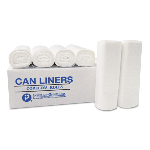 Picture of High-Density Commercial Can Liners, 56 gal, 12 mic, 43" x 48", Clear, Interleaved Roll, 25 Bags/Roll, 8 Rolls/Carton