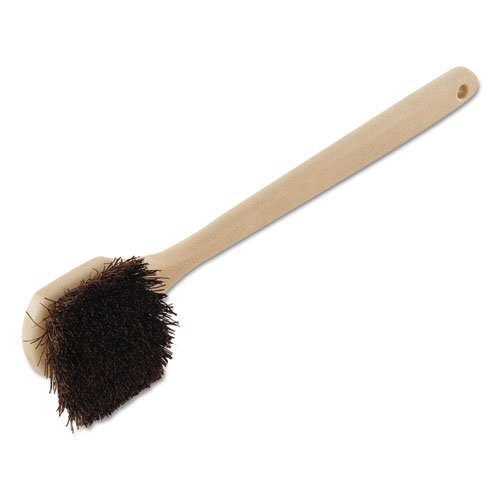 Picture of Utility Brush, Brown Palmyra Fiber Bristles, 5.5" Brush, 14.5" Tan Plastic Handle