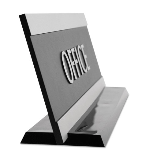 Picture of Century Series Office Sign, OFFICE, 9 x 3, Black/Silver