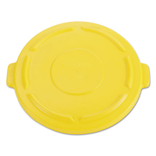 Picture of Vented Round BRUTE Flat Top Lid for 44 gal Containers, 24.5" Diameter x 1.5h, Yellow