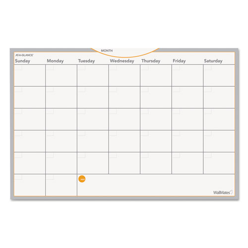 Wallmates Self-Adhesive Dry Erase Monthly Planning Surfaces, 18 X 12, White/gray/orange Sheets, Undated