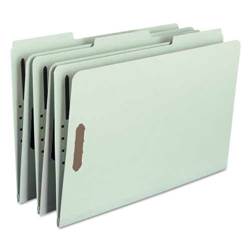 Picture of Recycled Pressboard Fastener Folders, 1" Expansion, 2 Fasteners, Legal Size, Gray-Green Exterior, 25/Box