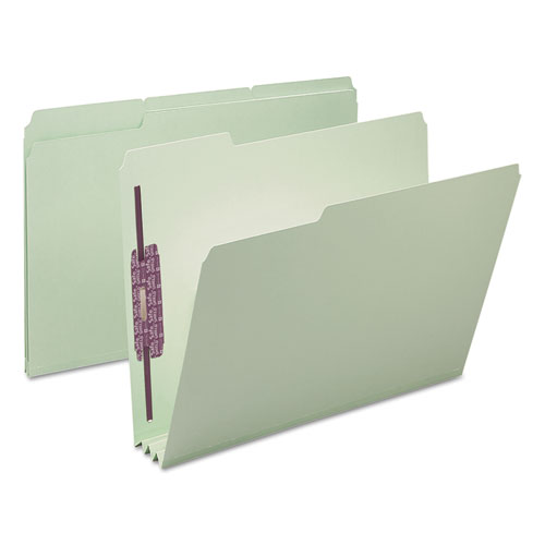 Picture of Recycled Pressboard Fastener Folders, 1/3-Cut Tabs, Two SafeSHIELD Fasteners, 3" Expansion, Letter Size, Gray-Green, 25/Box