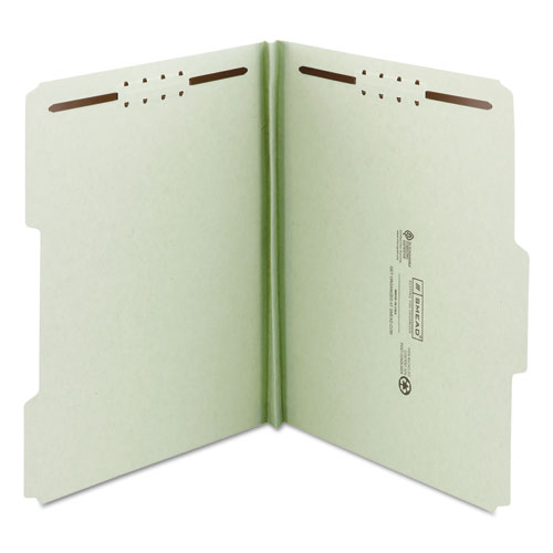 Picture of Recycled Pressboard Fastener Folders, 1" Expansion, 2 Fasteners, Legal Size, Gray-Green Exterior, 25/Box