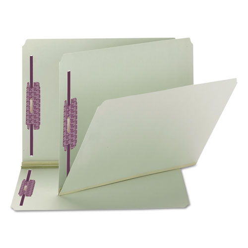 Picture of Recycled Pressboard Fastener Folders, Straight Tabs, Two SafeSHIELD Fasteners, 2" Expansion, Letter Size, Gray-Green, 25/Box