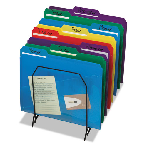 Picture of Poly Colored File Folders With Slash Pocket, 1/3-Cut Tabs: Assorted, Letter Size, 0.75" Expansion, Assorted Colors, 30/Box