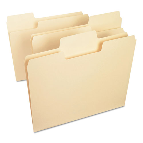 Picture of SuperTab Top Tab File Folders, 1/3-Cut Tabs: Assorted, Letter Size, 0.75" Expansion, 11-pt Manila, 100/Box