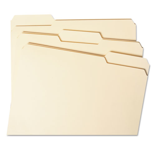 Picture of WaterShed Top Tab File Folders, 1/3-Cut Tabs: Assorted, Letter Size, 0.75" Expansion, Manila, 100/Box