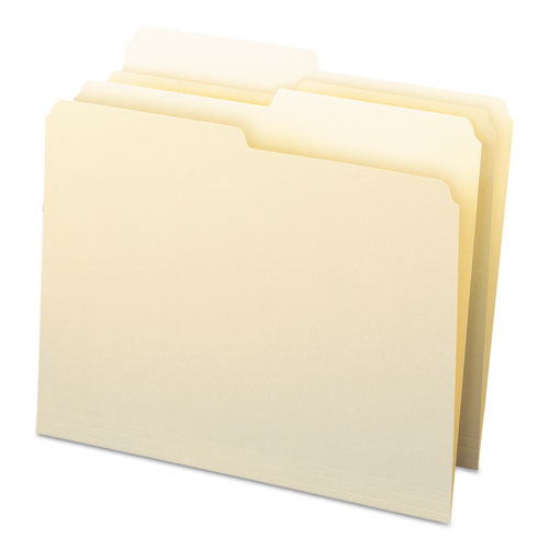 Picture of Manila File Folders, 1/2-Cut Tabs: Assorted, Letter Size, 0.75" Expansion, Manila, 100/Box