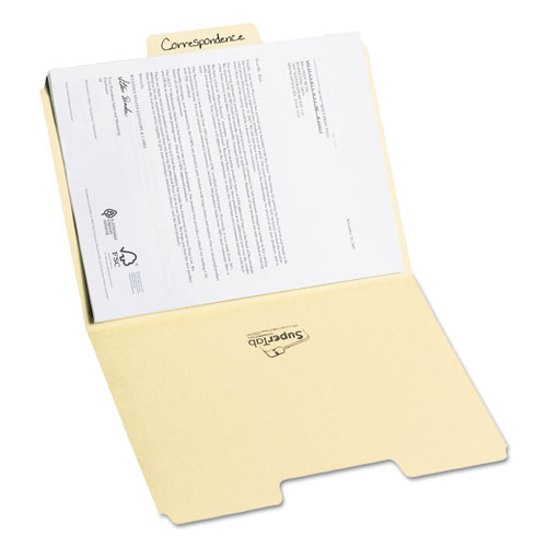 Picture of SuperTab Top Tab File Folders, 1/3-Cut Tabs: Assorted, Letter Size, 0.75" Expansion, 11-pt Manila, 100/Box